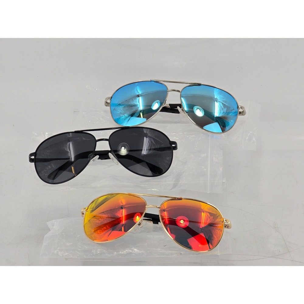 Style Aviator Sunglasses Unisex OS Multicolor Mirrored Lens Metal Frame -NEW